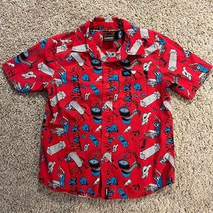 Tony Hawk Red Skaters Button Up Shirt Boys Size Medium